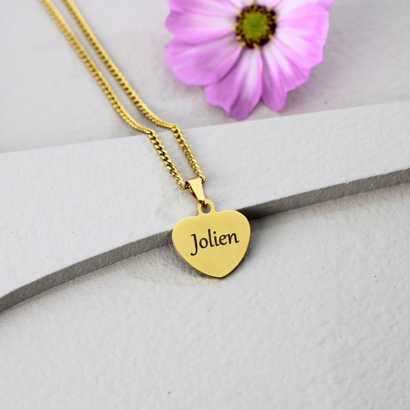Collier Cœur Gravé  argent - doré